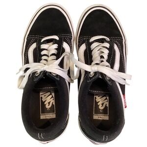 Vans Old Skool Pro Black White Suede Canvas Skate Shoes Kids 4.5 / Women 6‎